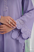Dhanak | Casual Pret | PURPLE COTTON JACQUARD 2PCS EMBROIDERED KURTA WITH TROUSER - House Of Hania