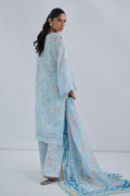 Dhanak | Casual Pret | SKY BLUE COTTON JACQUARD 2PCS EMBROIDERED KURTA WITH TROUSER - House Of Hania