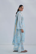 Dhanak | Casual Pret | SKY BLUE COTTON JACQUARD 2PCS EMBROIDERED KURTA WITH TROUSER - House Of Hania
