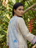 Dhanak | Casual Pret | SKY BLUE LAWN 2PCS EMBROIDERED KURTA WITH TROUSER - House Of Hania