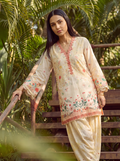 Dhanak | Casual Pret | YELLOW LAWN 2PCS EMBROIDERED KURTA WITH TROUSER - House Of Hania