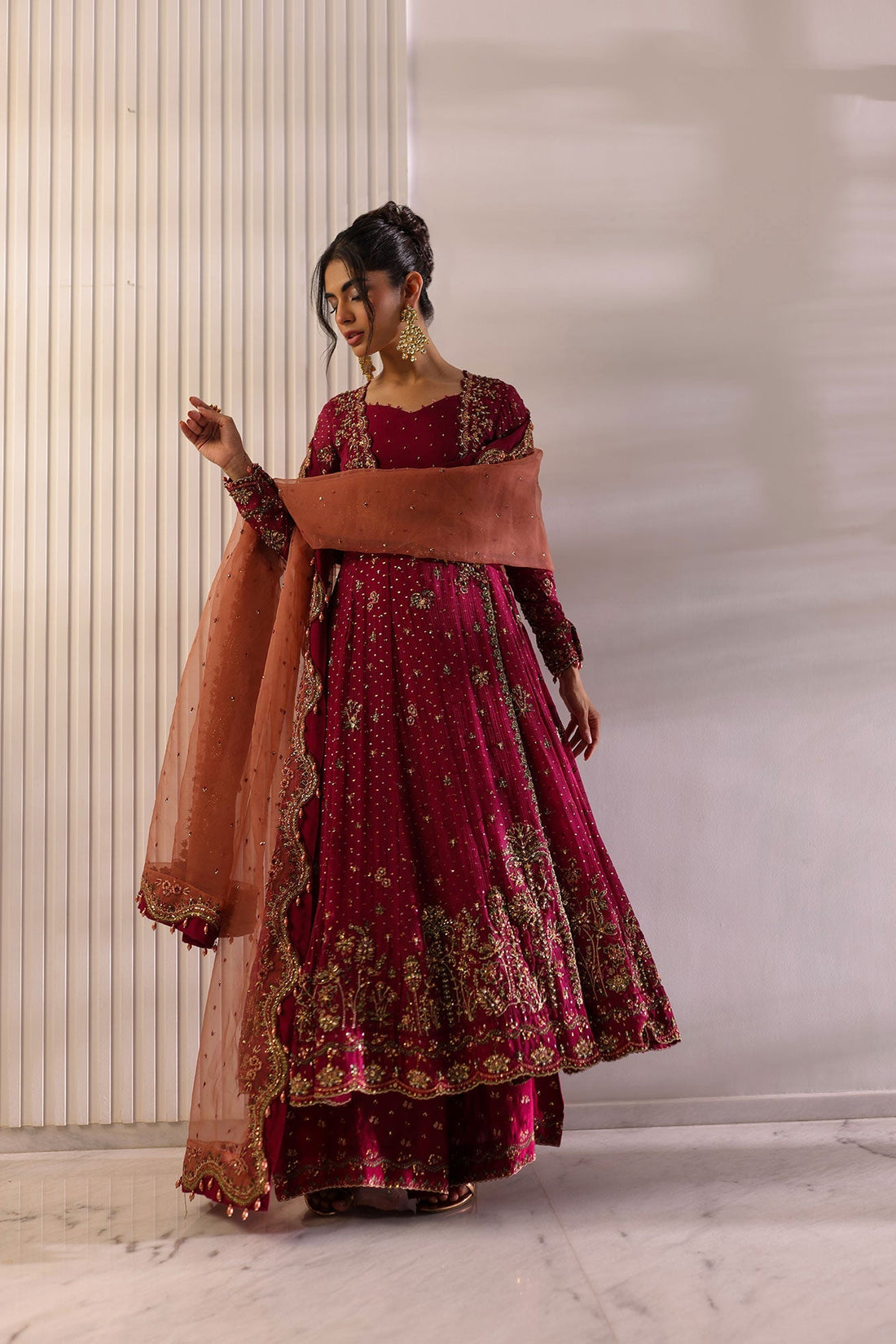 Dhanak | DHANAK COUTURE | Ayzel:  SS24HF-3010 DARK PINK 3Pcs - House Of Hania