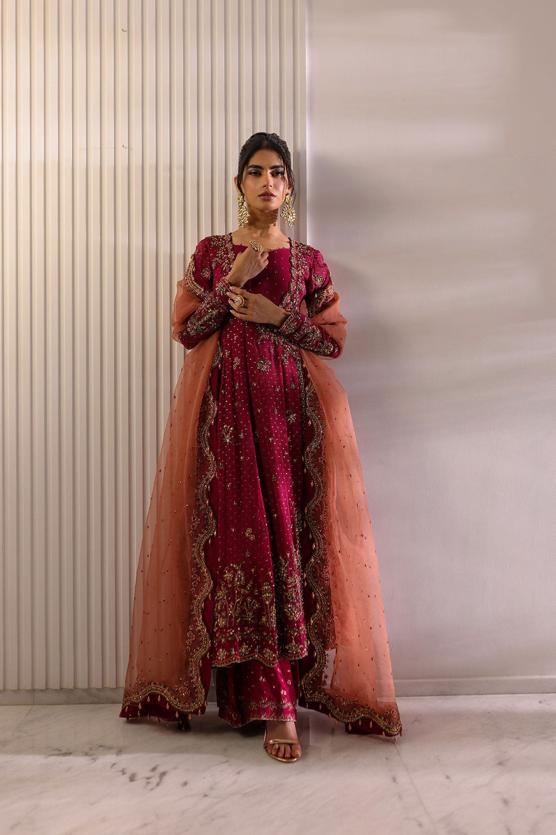 Dhanak | DHANAK COUTURE | Ayzel:  SS24HF-3010 DARK PINK 3Pcs - House Of Hania