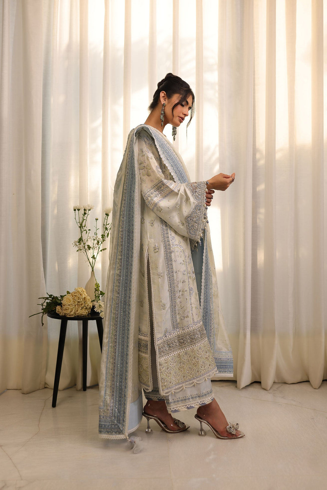 Dhanak | DHANAK COUTURE | Fleur:  SS24HF-3013 SKY BLUE 3Pcs - House Of Hania