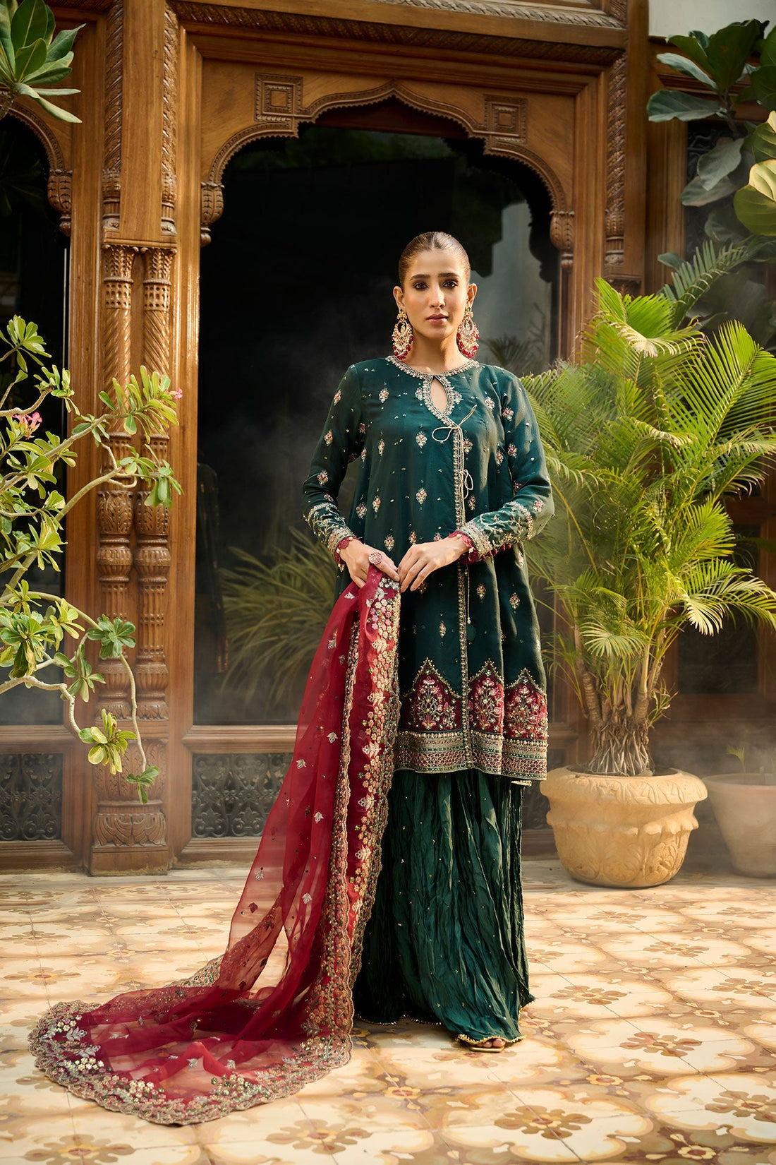 Dhanak | DHANAK COUTURE | HF-3008 DARK GREEN 3Pcs - House Of Hania