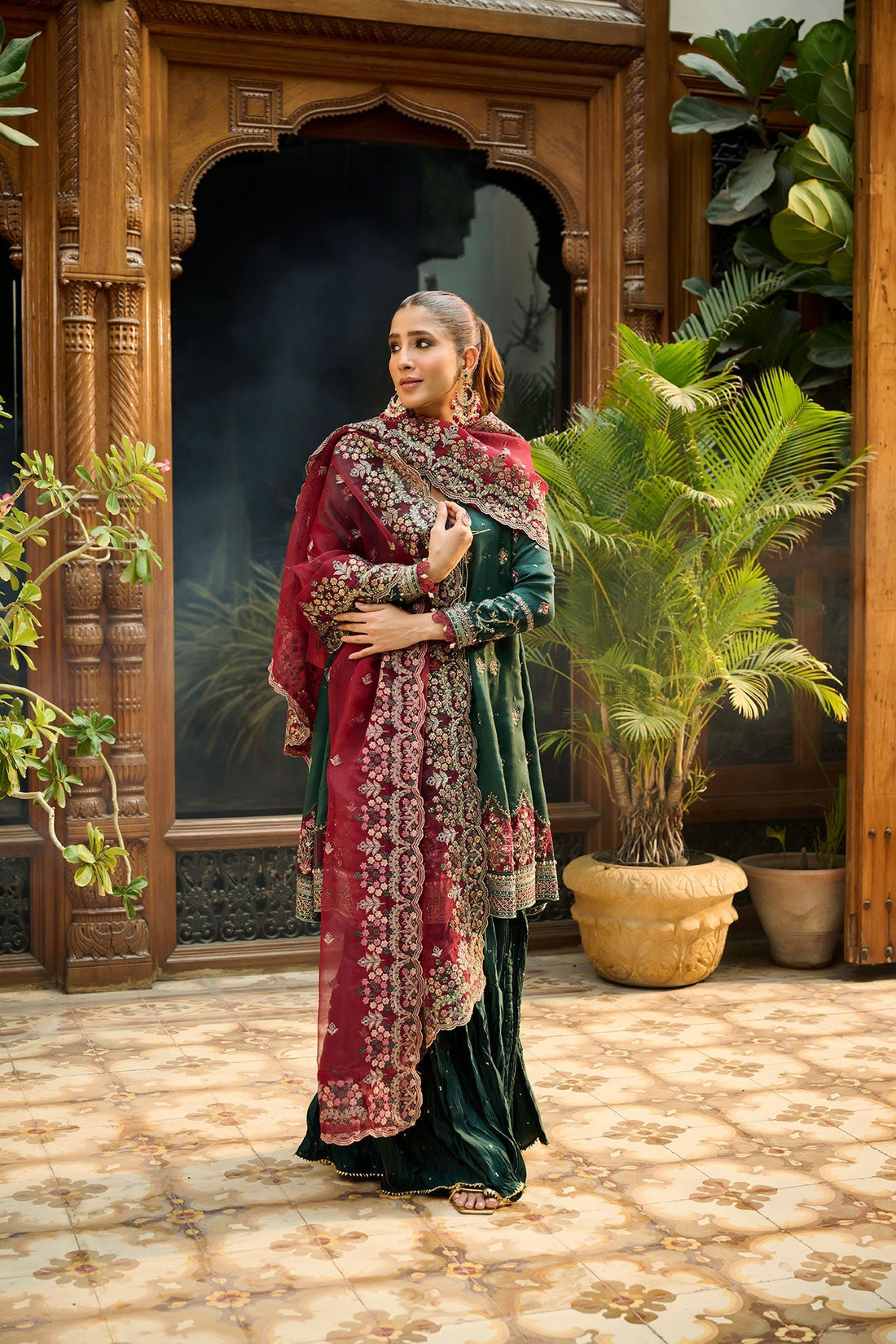 Dhanak | DHANAK COUTURE | HF-3008 DARK GREEN 3Pcs - House Of Hania