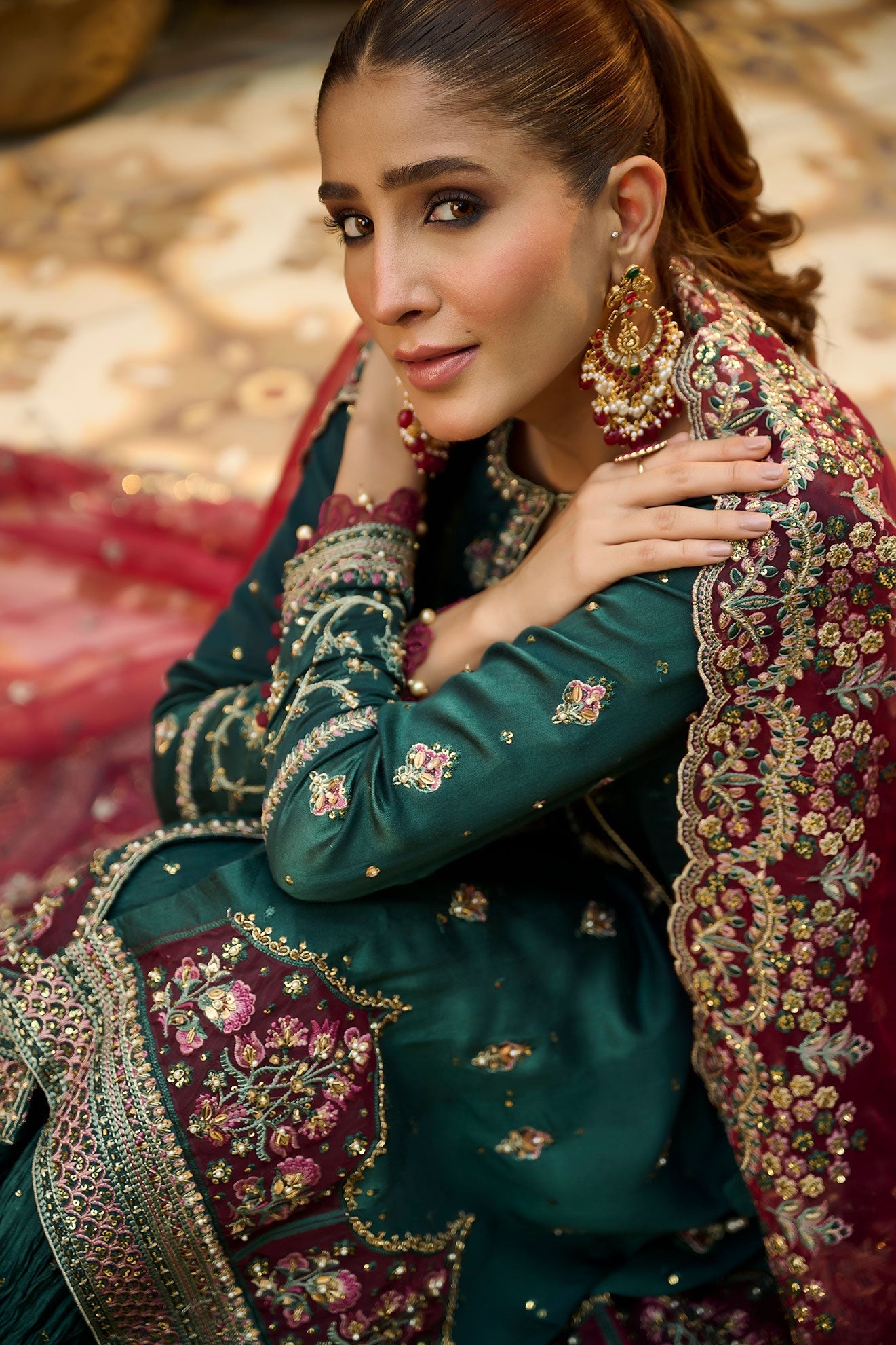 Dhanak | DHANAK COUTURE | HF-3008 DARK GREEN 3Pcs - House Of Hania