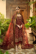 Dhanak | DHANAK COUTURE | HF-3009 RED 3Pcs - House Of Hania