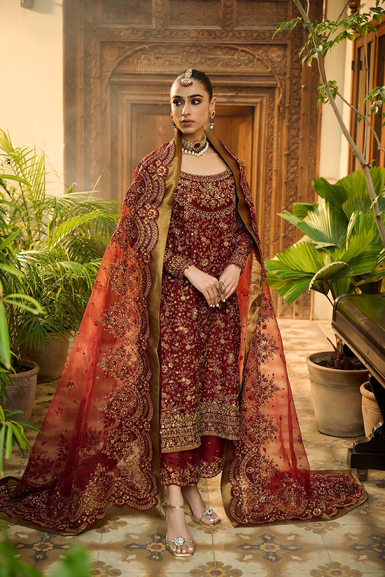 Dhanak | DHANAK COUTURE | HF-3009 RED 3Pcs - House Of Hania