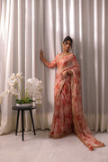 Dhanak | DHANAK COUTURE | Koel:  SS24HF-3015 PEACH SAREE - House Of Hania