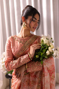 Dhanak | DHANAK COUTURE | Koel:  SS24HF-3015 PEACH SAREE - House Of Hania