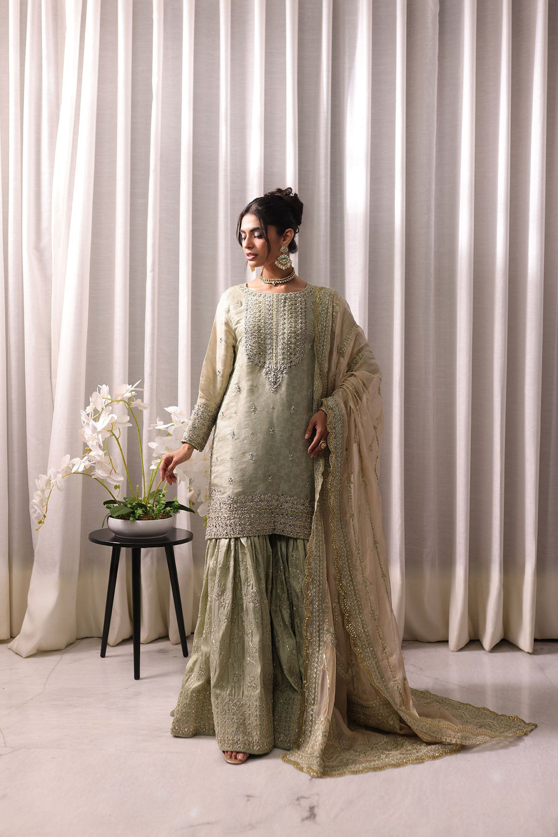 Dhanak | DHANAK COUTURE | Reyna:  SS24HF-3011 L-GREEN 3Pcs - House Of Hania