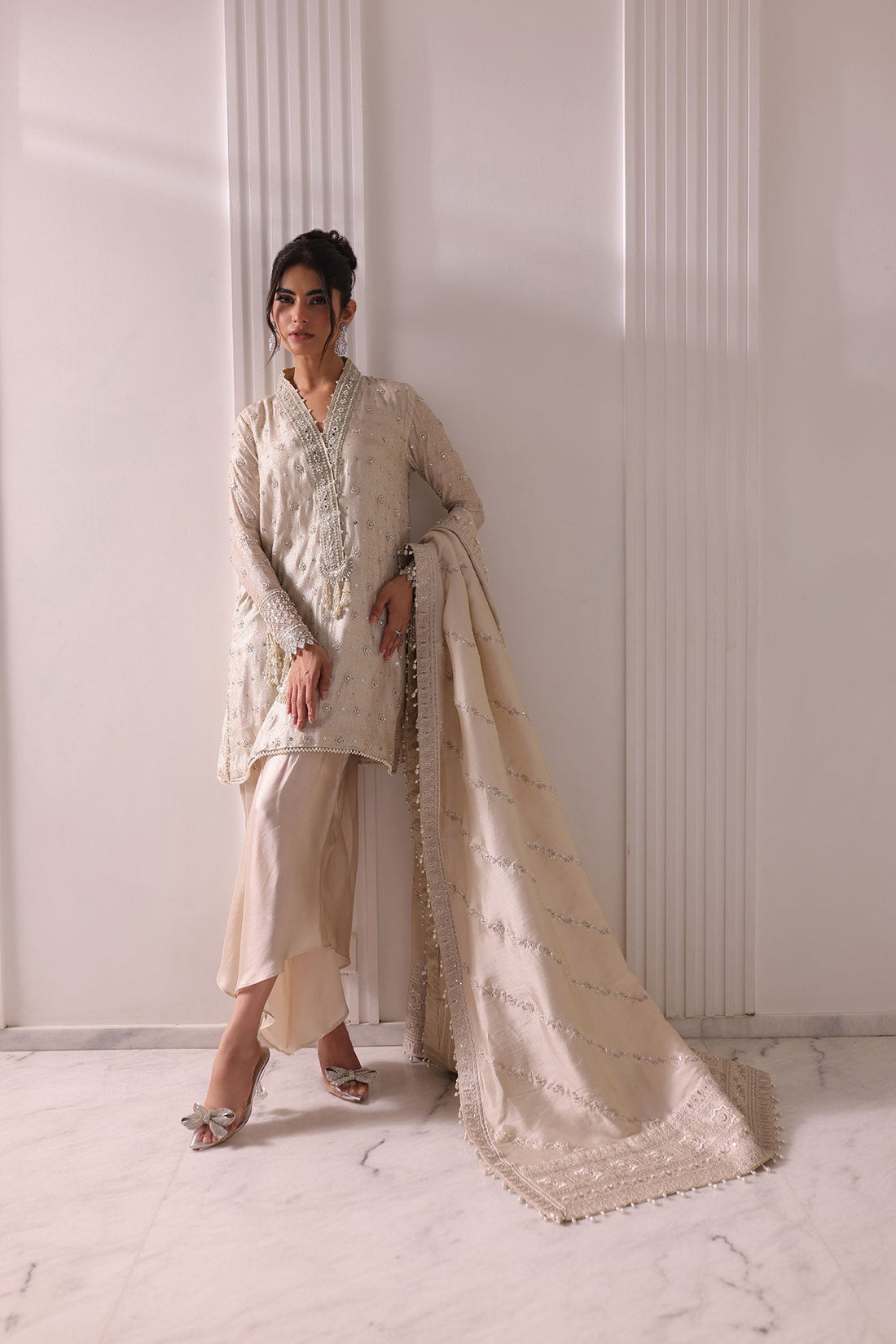 Dhanak | DHANAK COUTURE | Sierra:  SS24HF-3018 OFF WHITE 3Pcs - House Of Hania