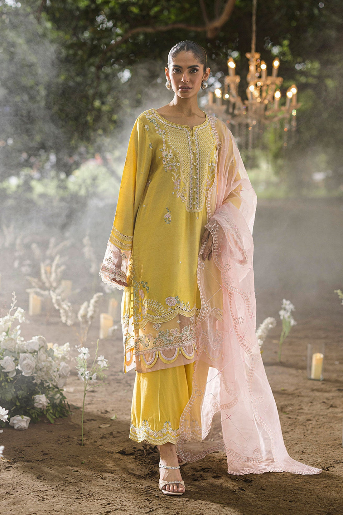 Dhanak | Jardin- Festive Stitched | SS25DU-3206 YELLOW 3Pcs - House Of Hania