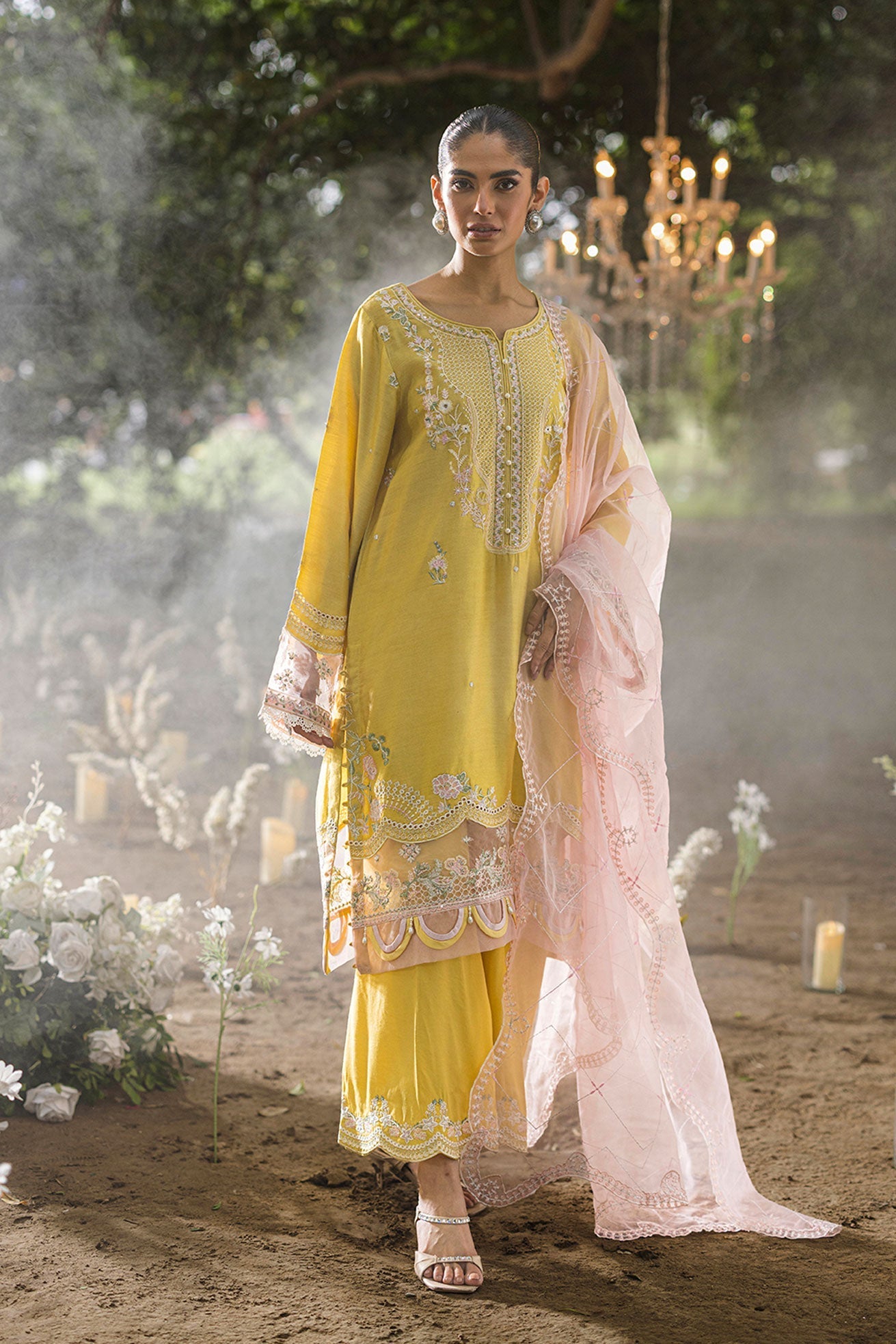 Dhanak | Jardin- Festive Stitched | SS25DU-3206 YELLOW 3Pcs - House Of Hania
