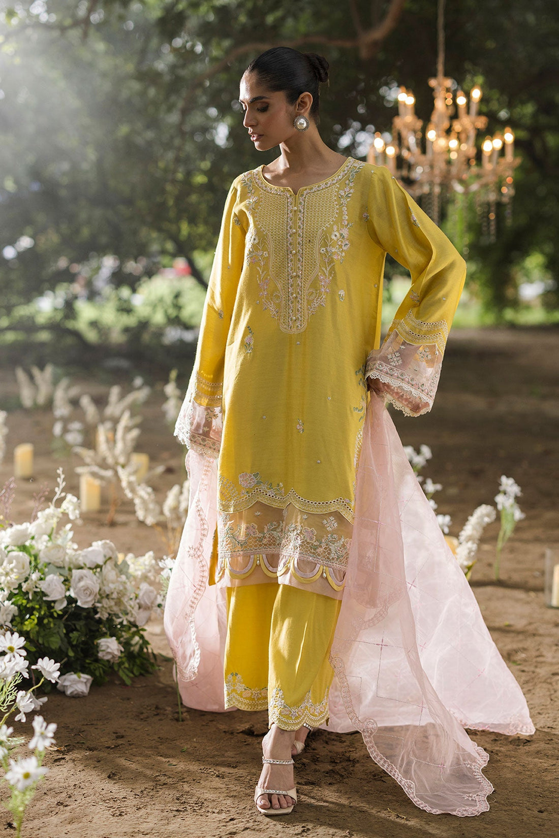 Dhanak | Jardin- Festive Stitched | SS25DU-3206 YELLOW 3Pcs - House Of Hania