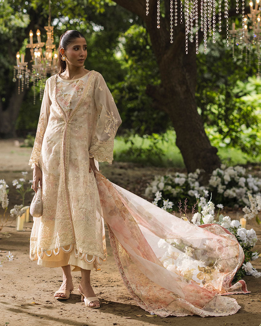 Dhanak | Jardin- Festive Stitched | SS25DU-3210 BEIGE 3Pcs - House Of Hania