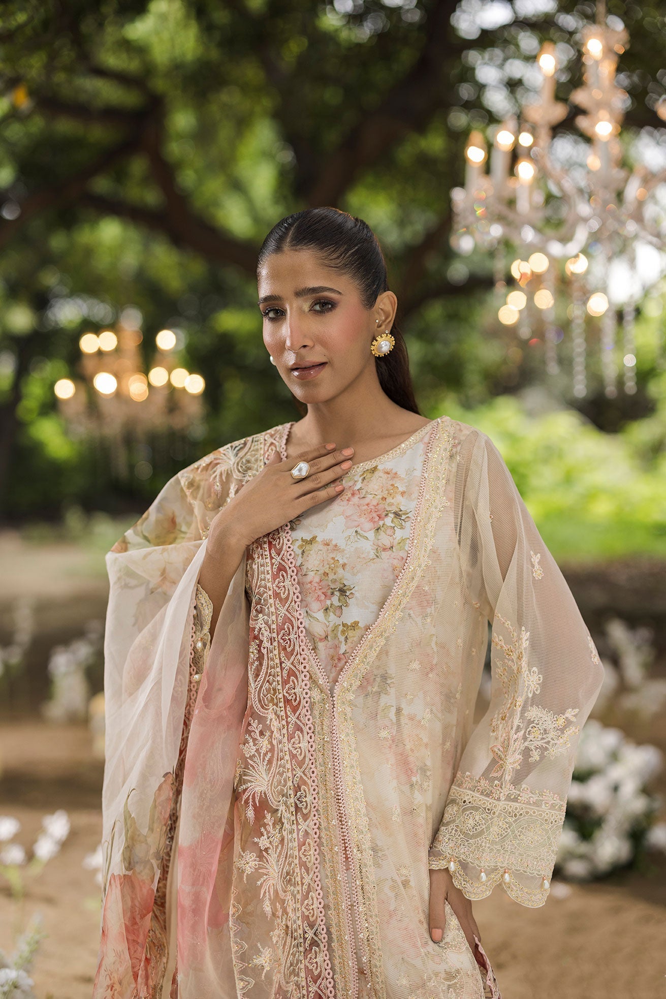 Dhanak | Jardin- Festive Stitched | SS25DU-3210 BEIGE 3Pcs - House Of Hania