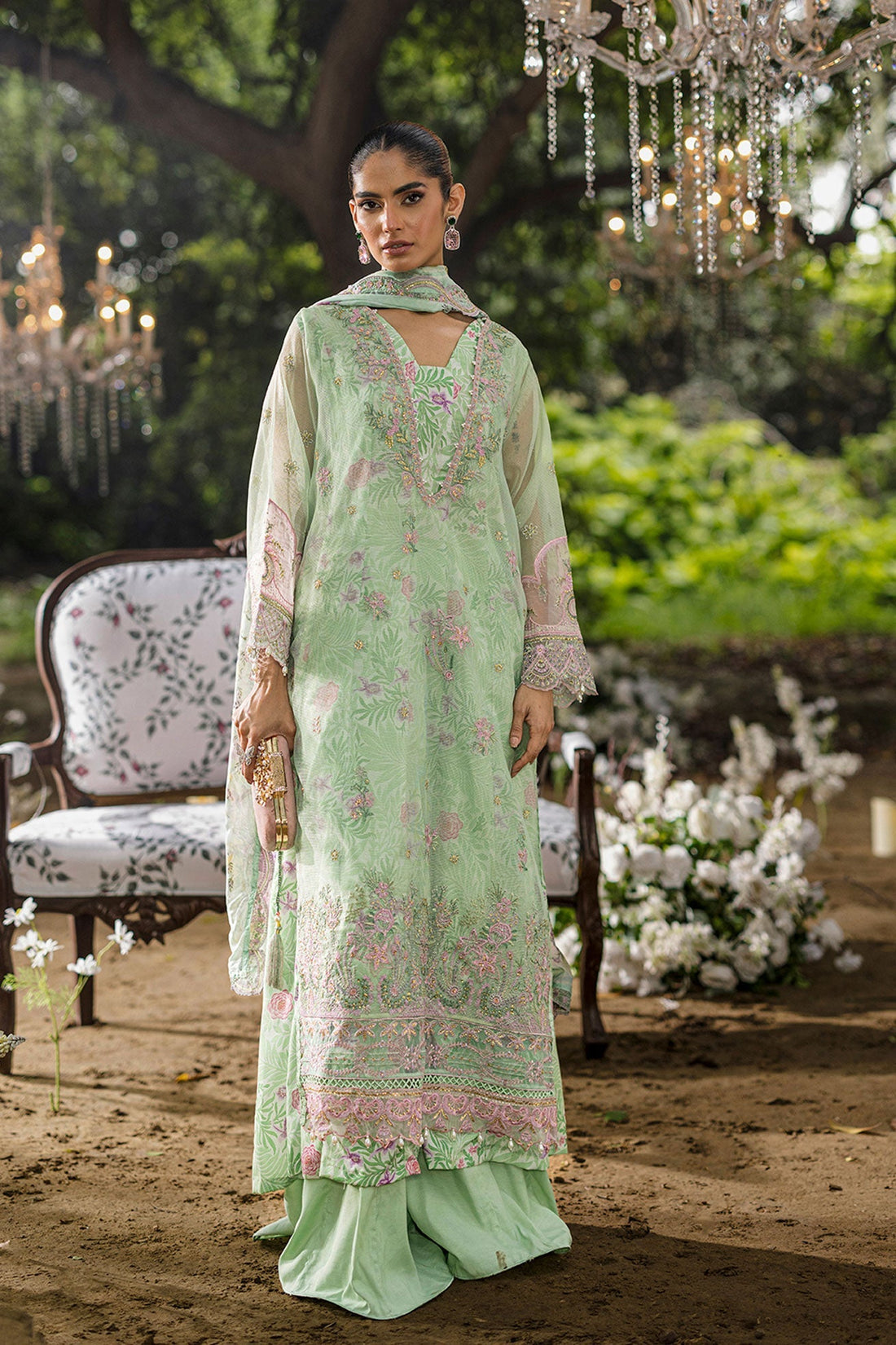 Dhanak | Jardin- Festive Stitched | SS25DU-3211 L-GREEN 3Pcs - House Of Hania