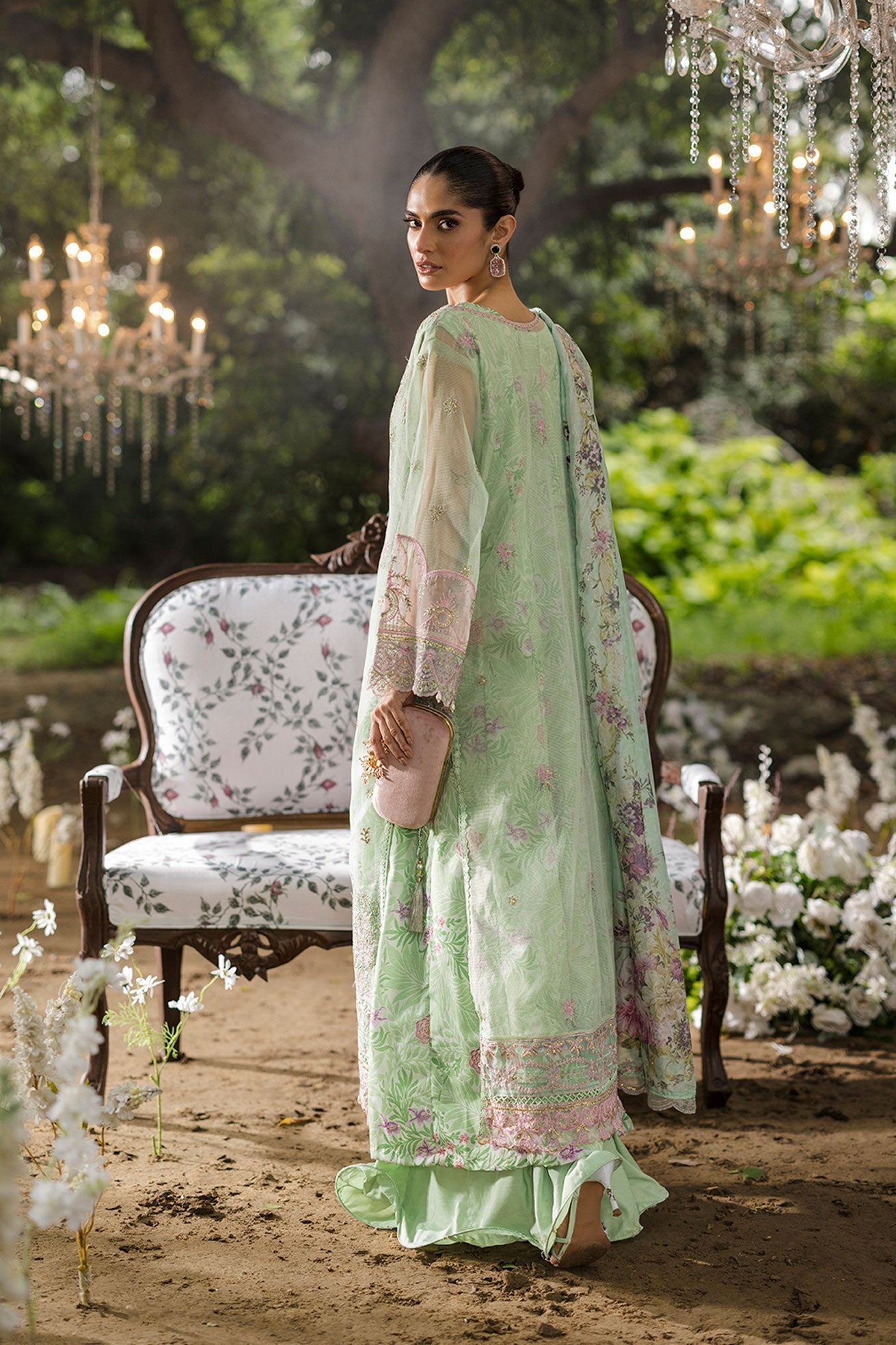 Dhanak | Jardin- Festive Stitched | SS25DU-3211 L-GREEN 3Pcs - House Of Hania