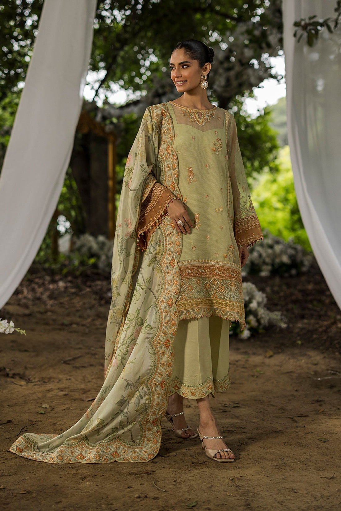 Dhanak | Jardin- Festive Stitched | SS25DU-3212 GREEN 3Pcs - House Of Hania