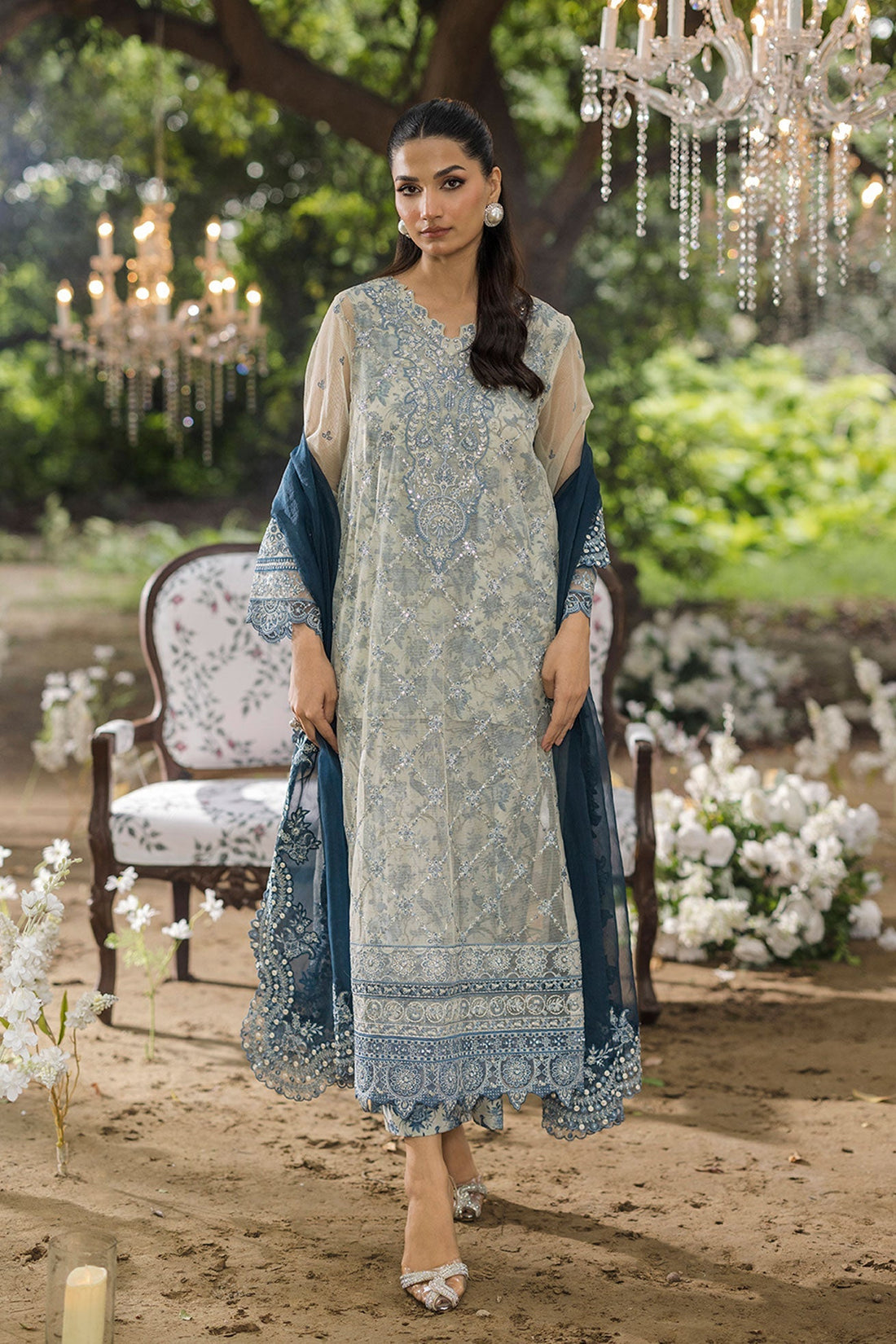 Dhanak | Jardin- Festive Stitched | SS25DU-3213 GREY 3Pcs - House Of Hania