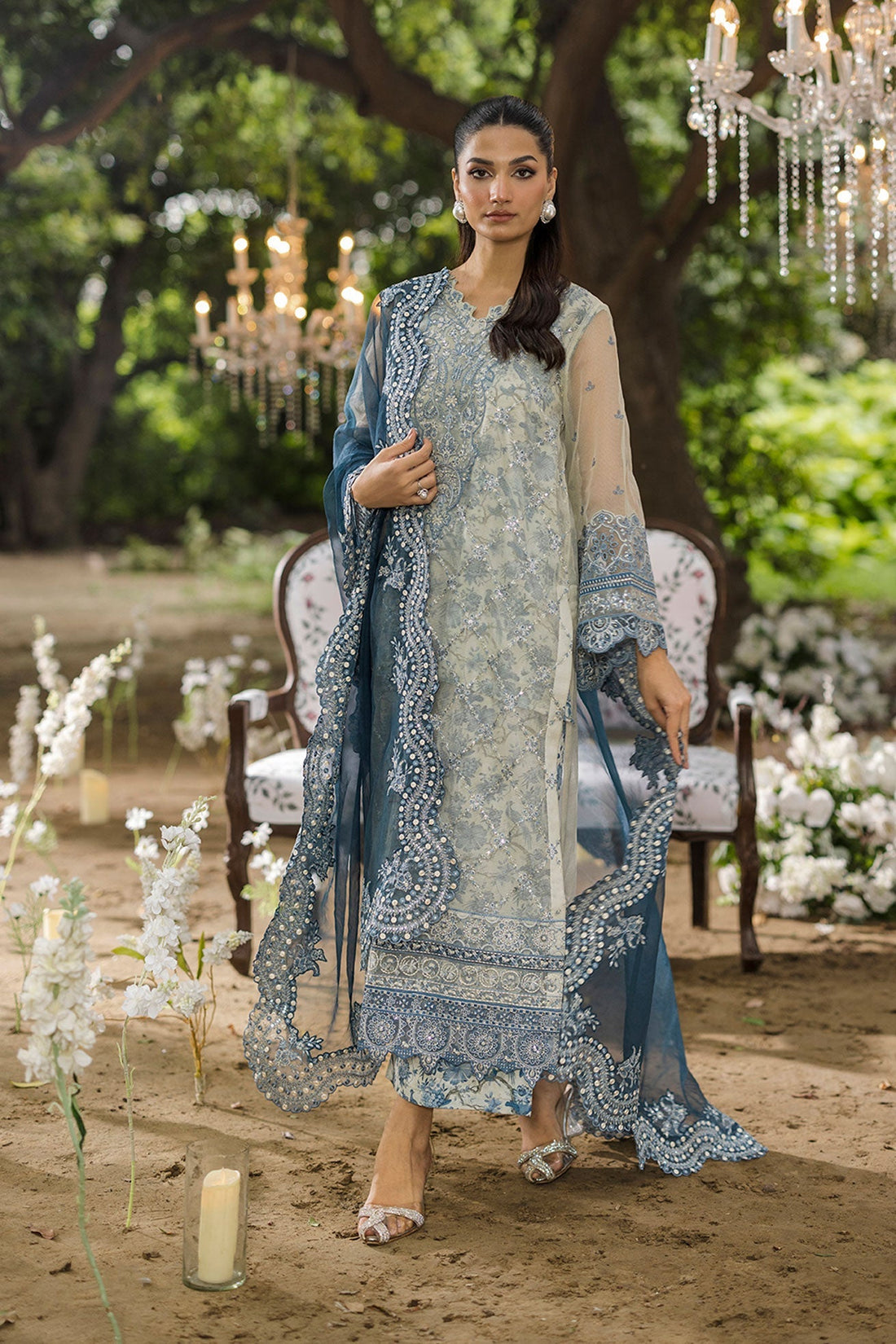 Dhanak | Jardin- Festive Stitched | SS25DU-3213 GREY 3Pcs - House Of Hania