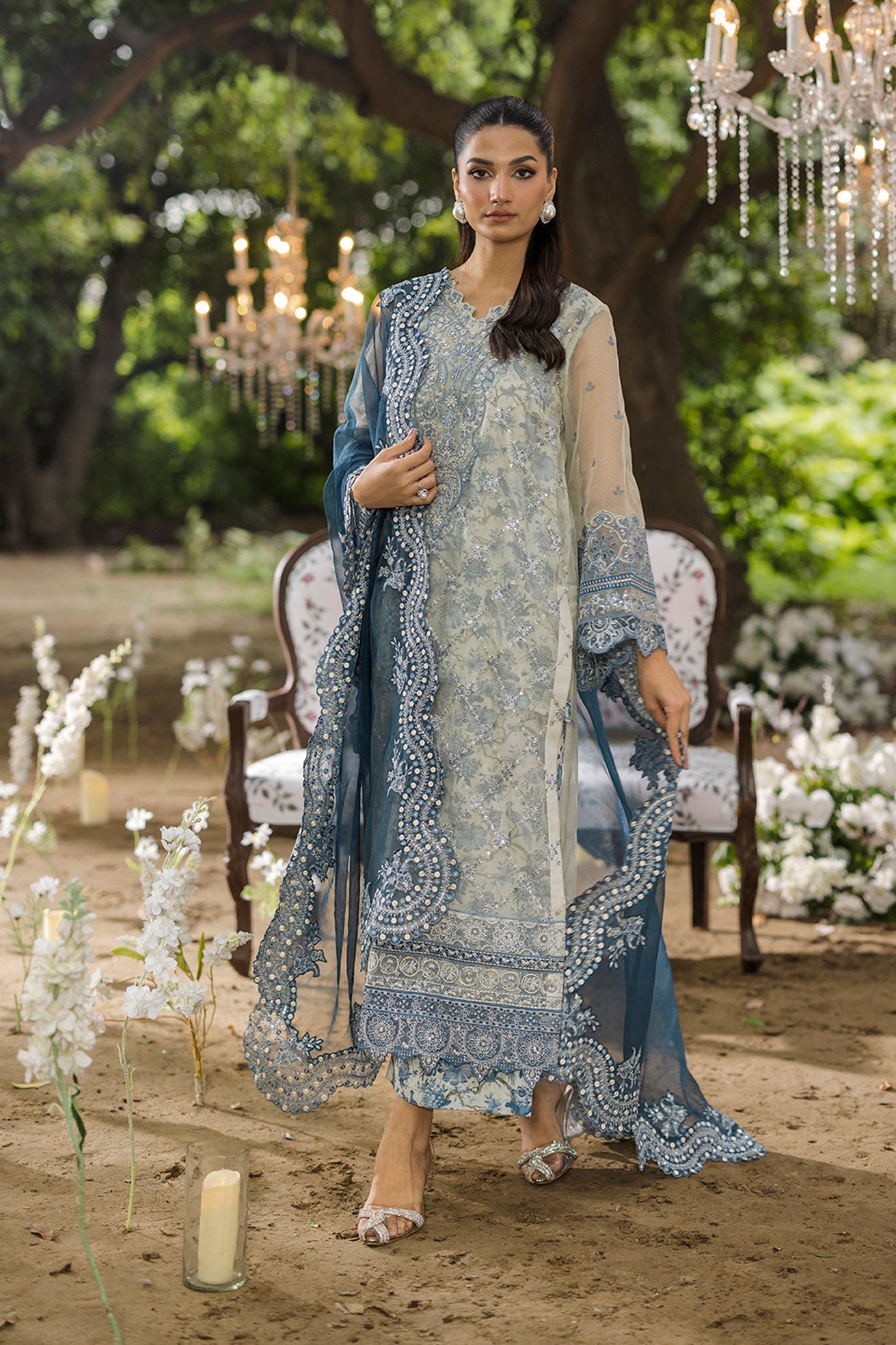 Dhanak | Jardin- Festive Stitched | SS25DU-3213 GREY 3Pcs - House Of Hania