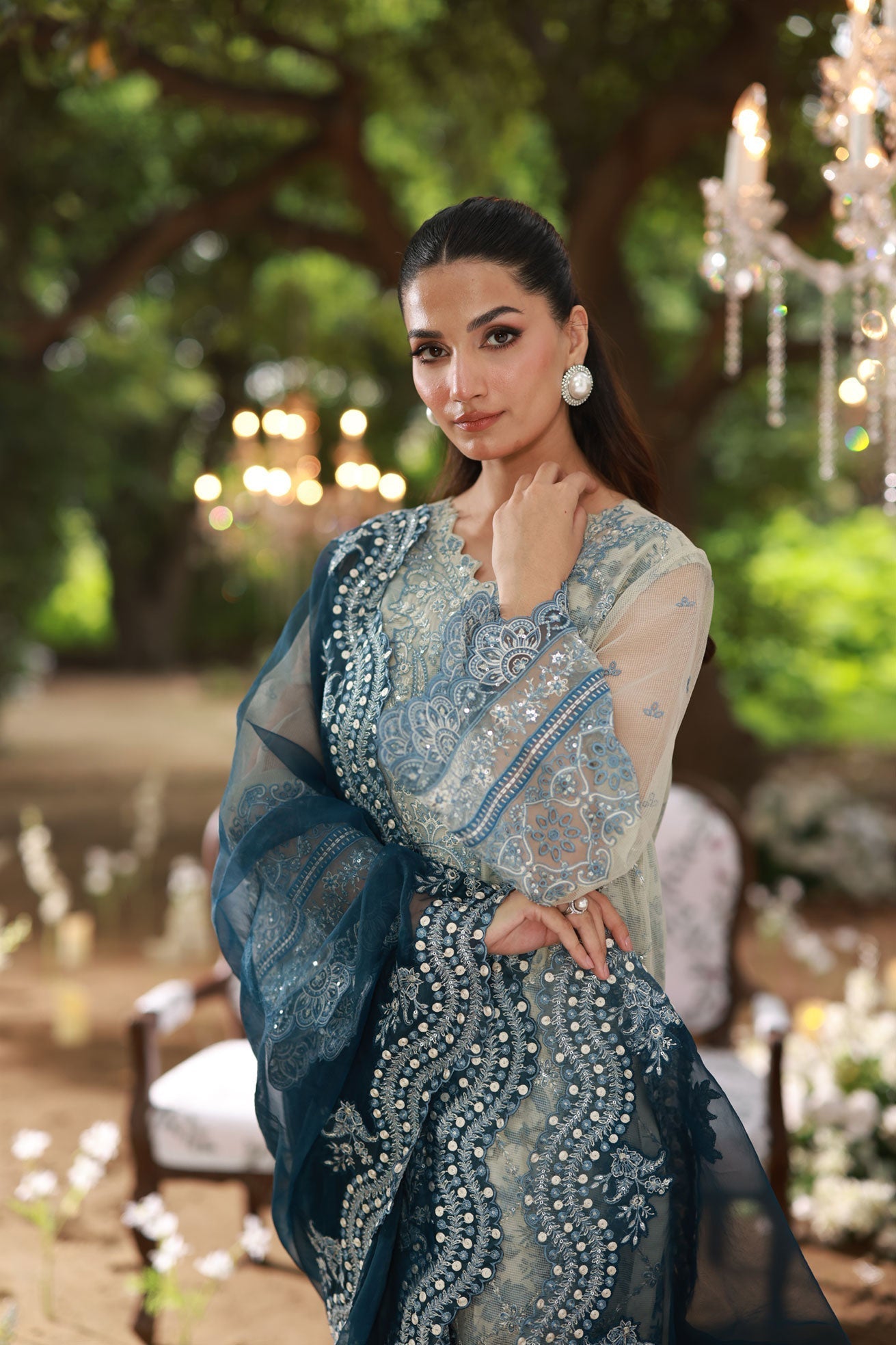 Dhanak | Jardin- Festive Stitched | SS25DU-3213 GREY 3Pcs - House Of Hania