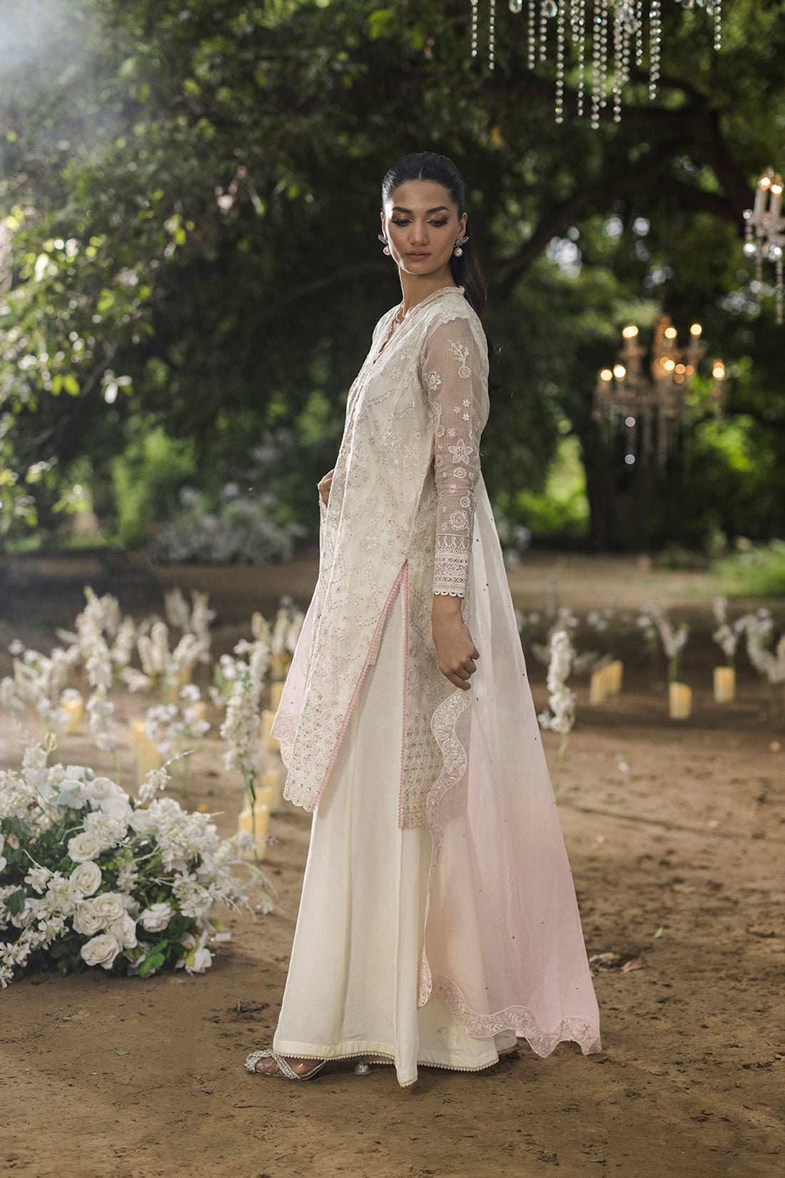 Dhanak | Jardin- Festive Stitched | SS25DU-3215 OFF-WHITE 3Pcs - House Of Hania