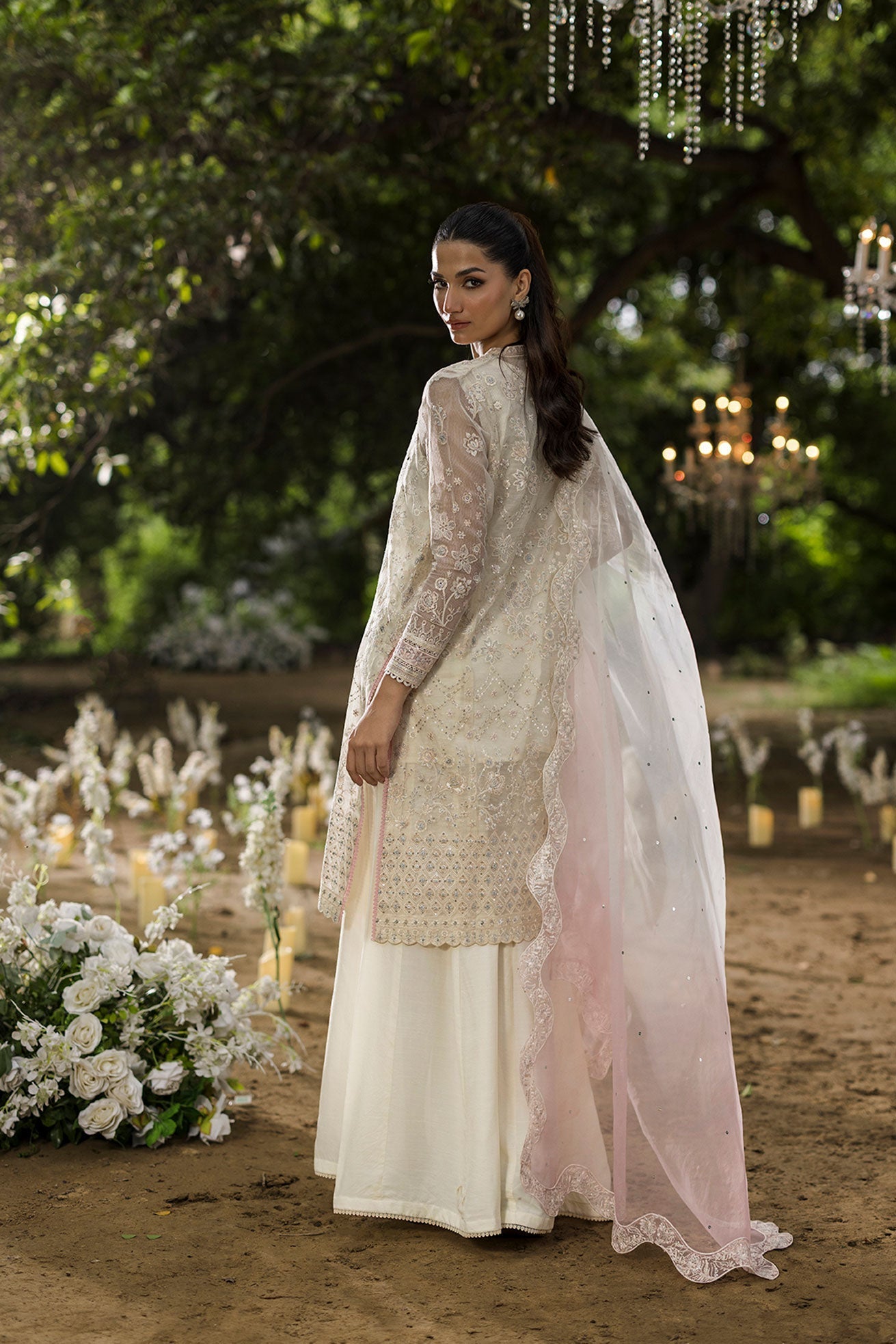 Dhanak | Jardin- Festive Stitched | SS25DU-3215 OFF-WHITE 3Pcs - House Of Hania