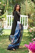 Dhanak | SWISS VOILE | BLACK SWISS VOILE 2PCS EMBROIDERED KURTA WITH TROUSER - House Of Hania