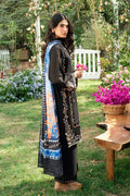 Dhanak | SWISS VOILE | BLACK SWISS VOILE 2PCS EMBROIDERED KURTA WITH TROUSER - House Of Hania