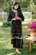 Dhanak | SWISS VOILE | BLACK SWISS VOILE 2PCS EMBROIDERED KURTA WITH TROUSER - House Of Hania