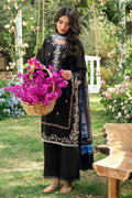 Dhanak | SWISS VOILE | BLACK SWISS VOILE 2PCS EMBROIDERED KURTA WITH TROUSER - House Of Hania