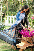 Dhanak | SWISS VOILE | BLACK SWISS VOILE 2PCS EMBROIDERED KURTA WITH TROUSER - House Of Hania