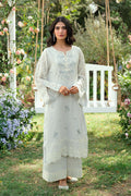 Dhanak | SWISS VOILE | GREY SWISS VOILE 2PCS EMBROIDERED KURTA WITH TROUSER - House Of Hania