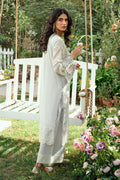 Dhanak | SWISS VOILE | GREY SWISS VOILE 2PCS EMBROIDERED KURTA WITH TROUSER - House Of Hania