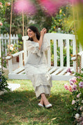 Dhanak | SWISS VOILE | GREY SWISS VOILE 2PCS EMBROIDERED KURTA WITH TROUSER - House Of Hania