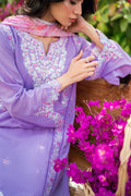 Dhanak | SWISS VOILE | LILAC SWISS VOILE 2PCS EMBROIDERED KURTA WITH TROUSER - House Of Hania