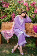 Dhanak | SWISS VOILE | LILAC SWISS VOILE 2PCS EMBROIDERED KURTA WITH TROUSER - House Of Hania