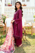 Dhanak | SWISS VOILE | MAGENTA SWISS VOILE 2PCS EMBROIDERED KURTA WITH TROUSER - House Of Hania