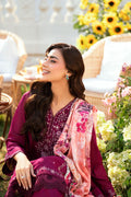 Dhanak | SWISS VOILE | MAGENTA SWISS VOILE 2PCS EMBROIDERED KURTA WITH TROUSER - House Of Hania