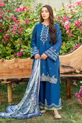 Dhanak | SWISS VOILE | NAVY BLUE SWISS VOILE 2PCS EMBROIDERED KURTA WITH TROUSER - House Of Hania