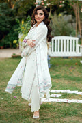 Dhanak | SWISS VOILE | OFF WHITE SWISS VOILE 2PCS EMBROIDERED KURTA WITH TROUSER - House Of Hania