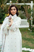 Dhanak | SWISS VOILE | OFF WHITE SWISS VOILE 2PCS EMBROIDERED KURTA WITH TROUSER - House Of Hania
