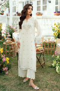 Dhanak | SWISS VOILE | OFF WHITE SWISS VOILE 2PCS EMBROIDERED KURTA WITH TROUSER - House Of Hania
