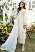 Dhanak | SWISS VOILE | OFF WHITE SWISS VOILE 2PCS EMBROIDERED KURTA WITH TROUSER - House Of Hania