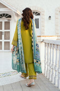 Dhanak | SWISS VOILE | OLIVE GREEN SWISS VOILE 2PCS EMBROIDERED KURTA WITH TROUSER - House Of Hania