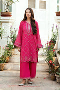 Dhanak | SWISS VOILE | PINK SWISS VOILE 2PCS EMBROIDERED KURTA WITH TROUSER - House Of Hania